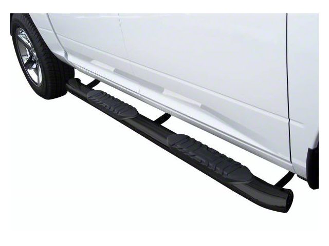5-Inch Premium Oval Side Step Bars; Semi-Gloss Black (07-18 Sierra 1500 Extended/Double Cab)