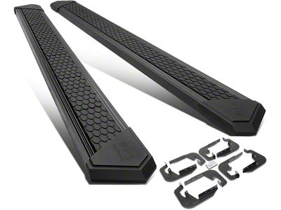 8-Inch Flat Step Bar Running Boards; Black (07-18 Sierra 1500 Crew Cab)