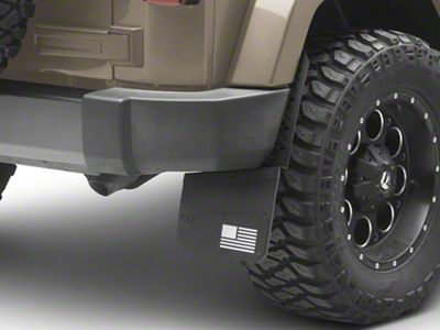 REK-mesh X Merica Universal Offset Standard 12-Inch Wide Mud Flaps with White Logo; Front or Rear (Universal; Some Adaptation May Be Required)
