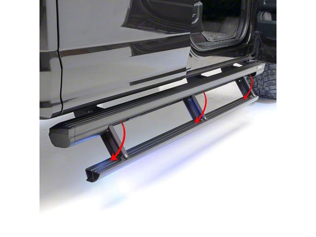 ActionTrac Powered Running Boards; Carbide Black (19-24 Sierra 1500 Crew Cab)