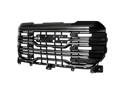 AT4 Style Upper Replacement Grille; Gloss Black (22-25 Sierra 1500)