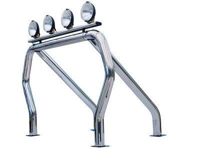 Go Rhino Single Bar/Single Kicker Bed Bar; Chrome (99-18 Sierra 1500 Fleetside)