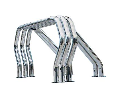 Go Rhino Triple Bar/Double Kicker Bed Bar; Chrome (99-18 Sierra 1500 Fleetside)