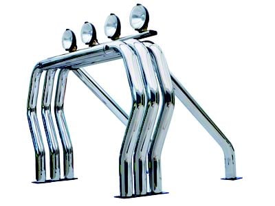 Go Rhino Triple Bar/Single Kicker Bed Bar; Chrome (99-18 Sierra 1500 Fleetside)