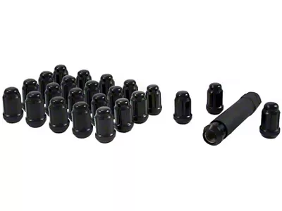Black Closed End Spline Lug Nuts; M14 x 1.5; Set of 24 (99-24 Sierra 1500)