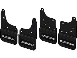 Black Wrap No-Drill Mud Flaps with Denali Logo; Front and Rear (19-26 Sierra 1500, Excluding AT4X)