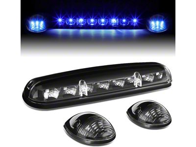 Blue LED Roof Cab Lights; Black (02-06 Sierra 1500)