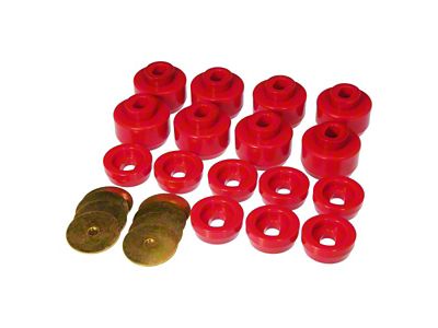 Body Mount and Radiator Support Bushing Kit; Oval; Red (99-13 Sierra 1500)