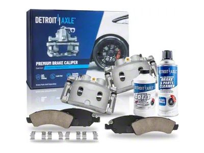 Brake Calipers with Ceramic Brake Pads, Brake Fluid and Cleaner; Front (07-18 Sierra 1500)