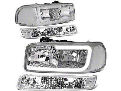 C-BAR LED DRL Headlights with Clear Corners; Chrome Housing; Clear Lens (99-06 Sierra 1500)