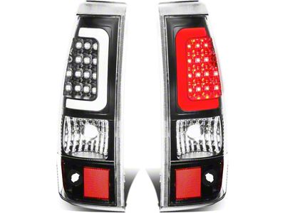 C-Bar LED Tail Lights; Black Housing; Clear Lens (03-06 Sierra 1500 Fleetside)