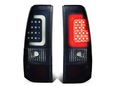 C-Bar LED Tail Lights; Black Housing; Smoked Lens (99-03 Sierra 1500 Fleetside)