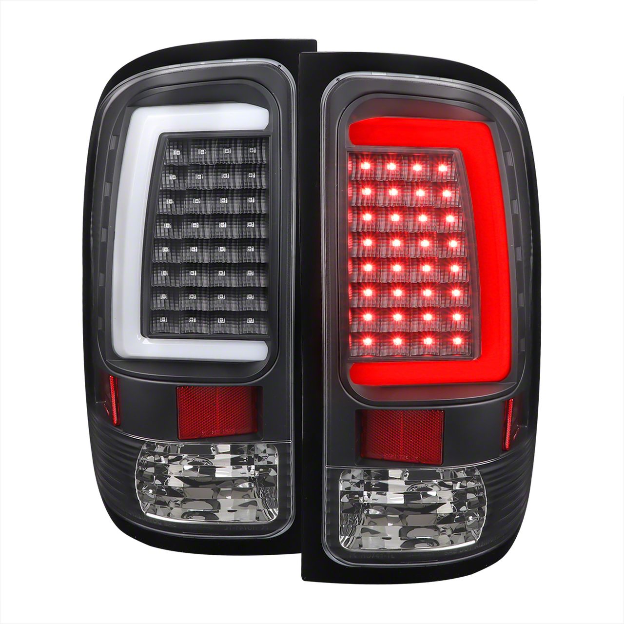 thumbnail image 2 of Clear Lens Black Housing LED Tail Lights For 2014-2017 GMC Sierra – Red Light Bar – HELIX BY TA 2 of 3
