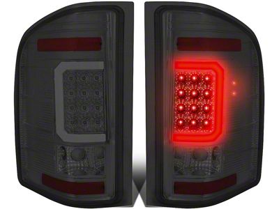 C-Bar LED Tail Lights; Chrome Housing; Smoked Lens (07-13 Sierra 1500)