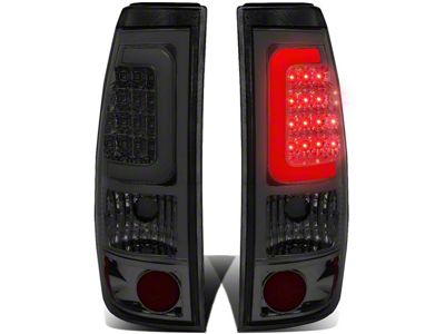 C-Bar LED Tail Lights; Chrome Housing; Smoked Lens (99-03 Sierra 1500 Fleetside)