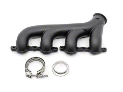 Cast Iron Exhaust Manifold with V-Band Clamp; Driver Side; Ceramic Black (02-12 V8 Sierra 1500)