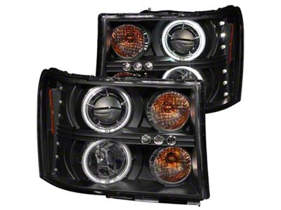 CCFL Halo Projector Headlights; Black Housing; Clear Lens (07-13 Sierra 1500)