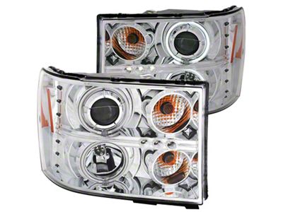 CCFL Halo Projector Headlights; Chrome Housing; Clear Lens (07-13 Sierra 1500)