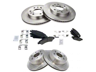 Ceramic 6-Lug Brake Rotor and Pad Kit; Front and Rear (14-18 Sierra 1500)