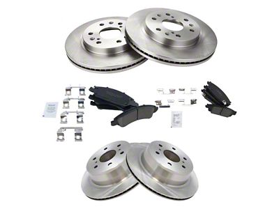 Ceramic 6-Lug Brake Rotor and Pad Kit; Front and Rear (14-18 Sierra 1500)