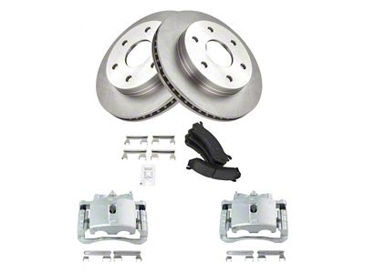 Ceramic 6-Lug Brake Rotor, Pad and Caliper Kit; Rear (02-06 Sierra 1500 w/ 13-Inch Rotors & Quadrasteer)