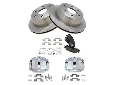 Ceramic 6-Lug Brake Rotor, Pad and Caliper Kit; Rear (99-02 Sierra 1500)