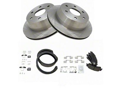 Ceramic 6-Lug Brake Rotor, Pad and Parking Shoe Kit; Rear (99-06 Sierra 1500)