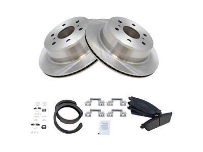 Ceramic 6-Lug Brake Rotor, Pad and Parking Shoe Kit; Rear (07-13 Sierra 1500)