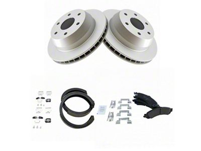 Ceramic 6-Lug Brake Rotor, Pad and Parking Shoe Kit; Rear (02-06 Sierra 1500 w/ 13-Inch Rotors & Quadrasteer)