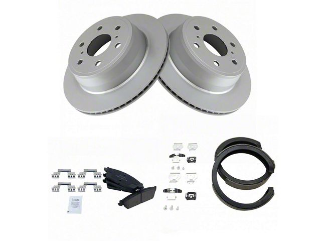 Ceramic 6-Lug Brake Rotor, Pad and Parking Shoe Kit; Rear (07-13 Sierra 1500)