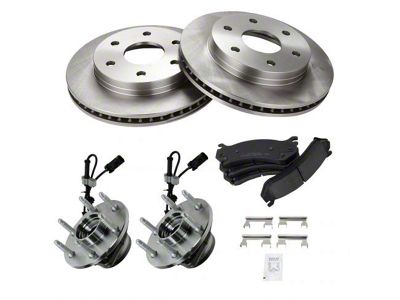 Ceramic 6-Lug Brake Rotor, Pad and Wheel Bearing Kit; Front (99-06 4WD Sierra 1500 Regular Cab, Extended Cab)