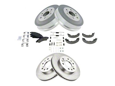 Ceramic 6-Lug Brake Rotor, Pad and Drum Kit; Front and Rear (09-13 Sierra 1500 w/ Rear Drum Brakes)