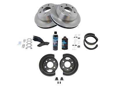 Ceramic 6-Lug Brake Rotor, Pad and Backing Plates; Rear (02-06 Sierra 1500 w/ Rear Disc Brakes)