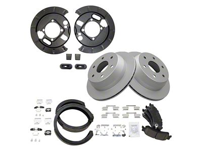 Ceramic 6-Lug Brake Rotor, Pad and Parking Shoe Kit; Rear (99-06 Sierra 1500 w/ Single Piston Rear Calipers)