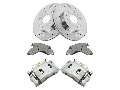 Ceramic Performance 6-Lug Brake Rotor, Pad and Caliper Kit; Front (05-06 Sierra 1500 w/ Rear Drum Brakes)