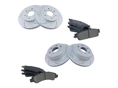 Ceramic Performance 6-Lug Brake Rotor and Pad Kit; Front and Rear (07-13 Sierra 1500)