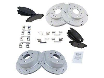 Ceramic Performance 6-Lug Brake Rotor and Pad Kit; Front and Rear (14-18 Sierra 1500)