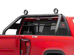 Classic Roll Bar with 5.30-Inch Black Round Flood LED Lights; Black (01-26 Sierra 1500)