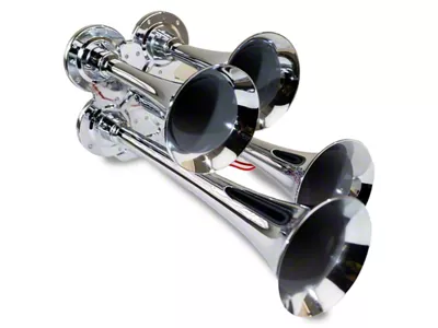 Compact Quad Air Horn System; Chrome; Zinc Alloy (Universal; Some Adaptation May Be Required)