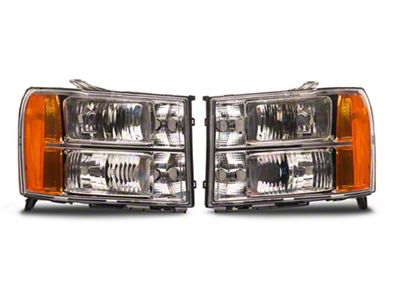 Crystal Headlights; Chrome Housing; Clear Lens (07-13 Sierra 1500)