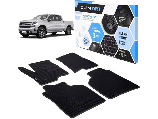 Custom Fit Front and Rear Floor Liners; Black (19-24 Sierra 1500 Crew Cab)