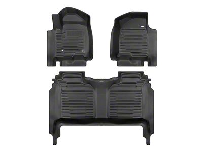 Custom Front and Rear Floor Mats; Black (19-24 Sierra 1500 Crew Cab)