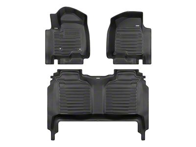 Custom Front and Rear Floor Mats; Black (19-23 Sierra 1500 Crew Cab)