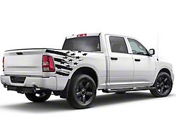 Distressed US Flag Bed Decal; Matte Black (07-25 Sierra 1500)