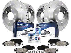 Drilled and Slotted 6-Lug Brake Rotor, Pad, Brake Fluid and Cleaner Kit; Front and Rear (07-13 Sierra 1500 w/ Rear Disc Brakes)
