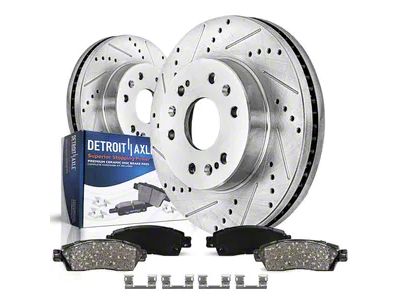 Drilled and Slotted 6-Lug Brake Rotor and Pad Kit; Front (05-06 Sierra 1500 w/ Rear Drum Brakes; 07-18 Sierra 1500)