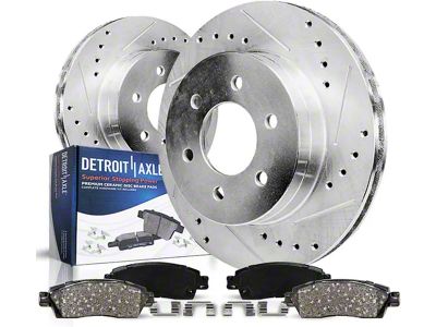 Drilled and Slotted 6-Lug Brake Rotor and Pad Kit; Front (05-18 Sierra 1500 w/ Rear Drum Brakes)