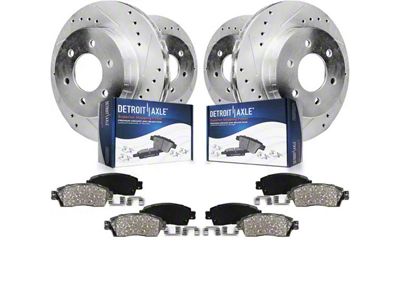 Drilled and Slotted 6-Lug Brake Rotor and Pad Kit; Front and Rear (07-13 Sierra 1500 w/ Rear Disc Brakes)