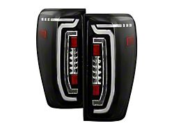 DRL LED Tail Lights; Black Housing; Clear Lens (19-25 Sierra 1500 w/ Factory Halogen Tail Lights)
