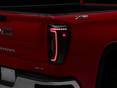 DRL LED Tail Lights; Black Housing; Clear Lens (19-24 Sierra 1500 w/ Factory LED Tail Lights)
